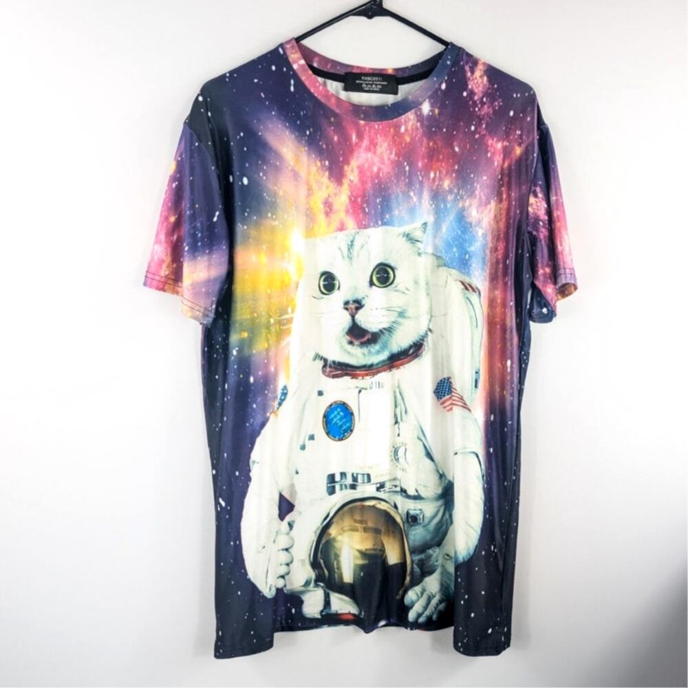 Astronaut Space Cat Unisex XL Galaxy All Over Print Sublimation Tee RXBC2011